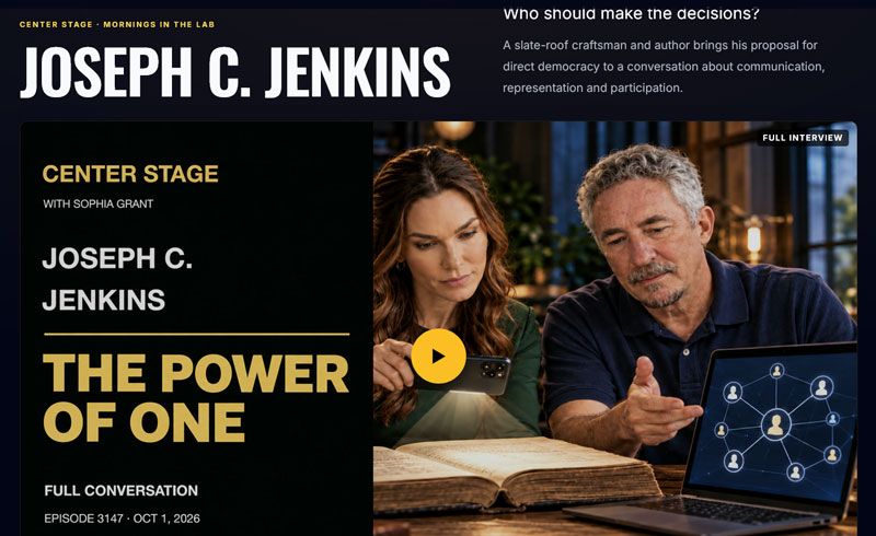 Joe Jenkins podcast interview about real democracy, October 1, 2026.